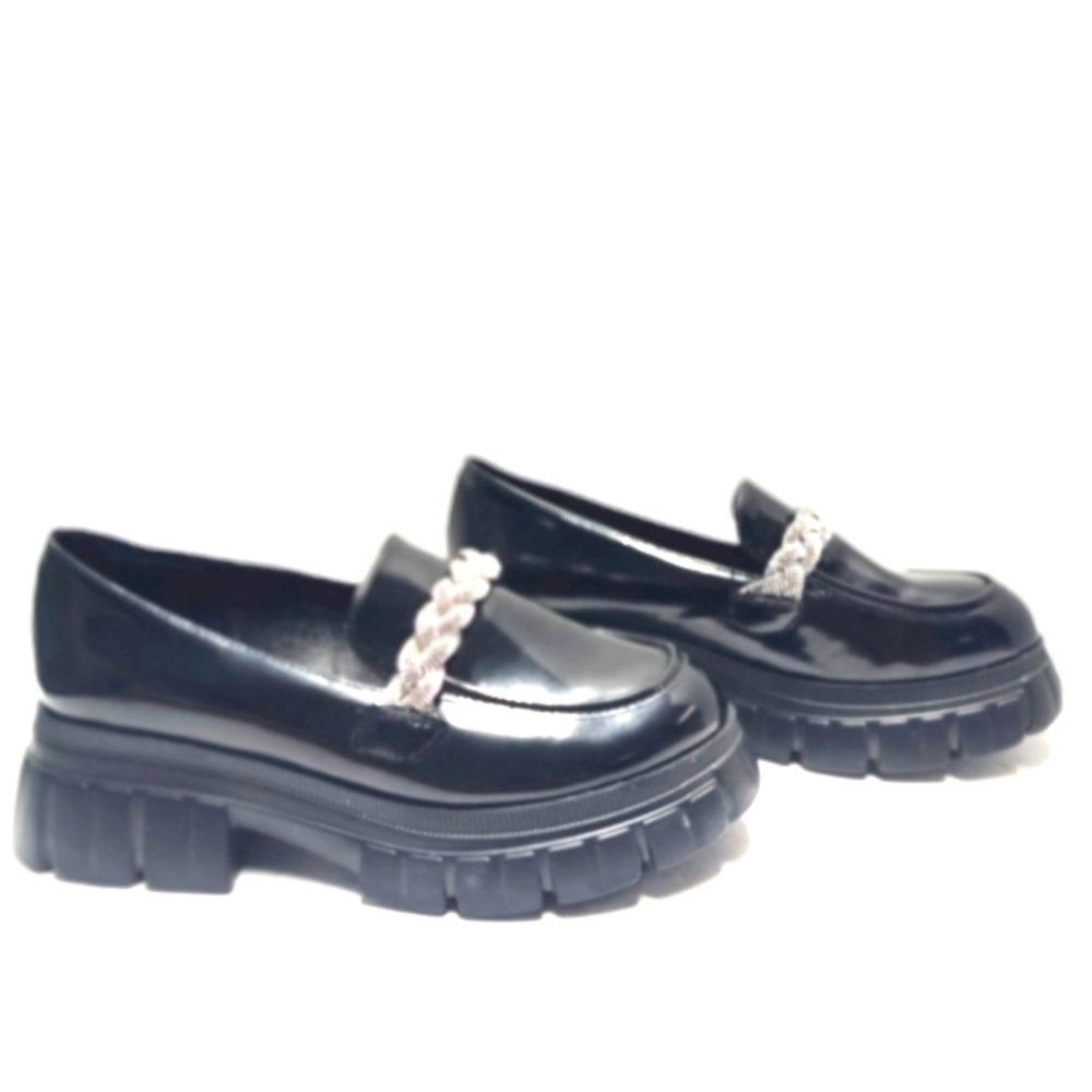 Women's Black Chunky Loafers Size 8.5